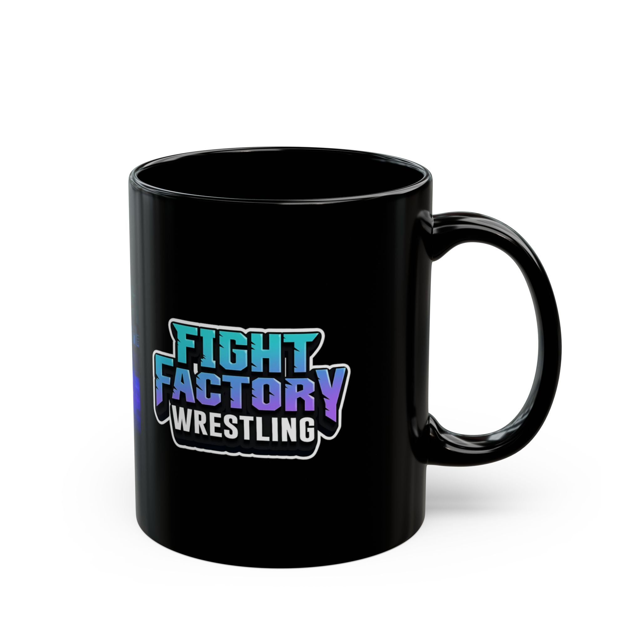 Fight Factory Wrestling & War On Shore 3 Logo Mug — Black Coffee Cup (11oz & 15oz)