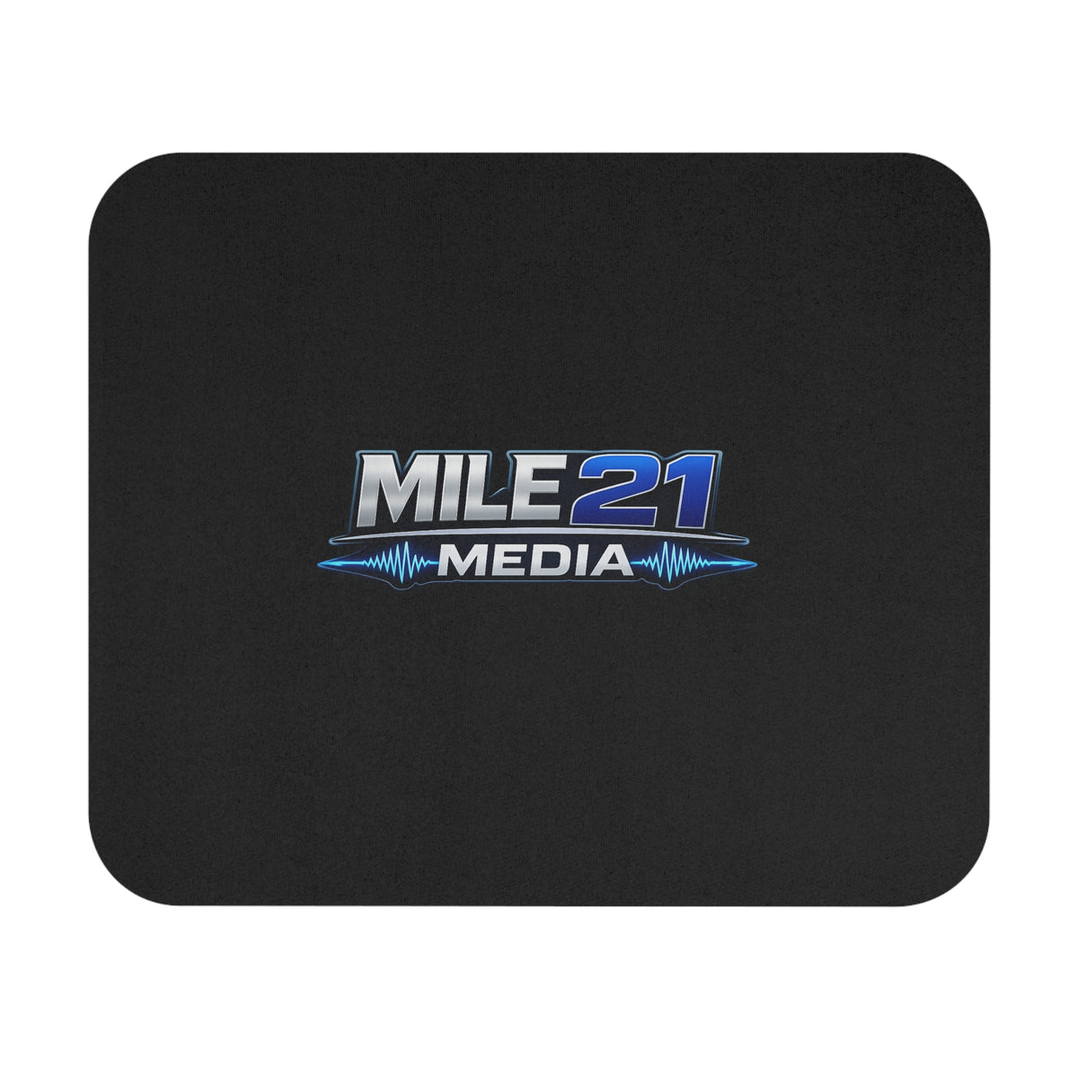 Mile21 Media Logo Mouse Pad — Black Rectangular Gaming/Office Desk Mat