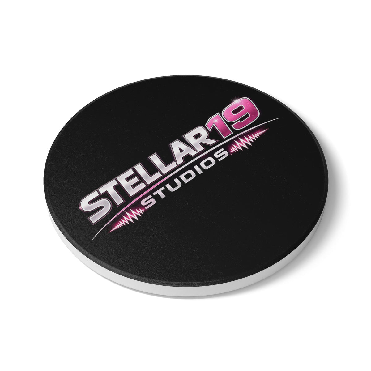 Stellar19 Studios Ceramic Coaster — Retro Neon Logo Drink Mat