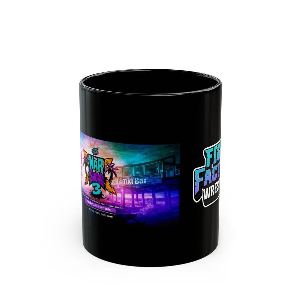 Fight Factory Wrestling & War On Shore 3 Logo Mug — Black Coffee Cup (11oz & 15oz)