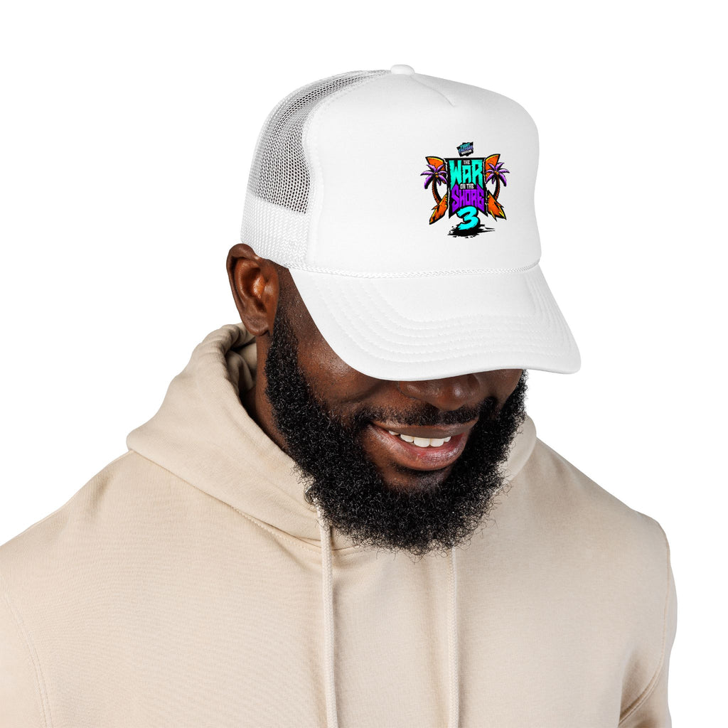 War On The Shore 3 Trucker Hat — Retro Tropical Foam Trucker Cap