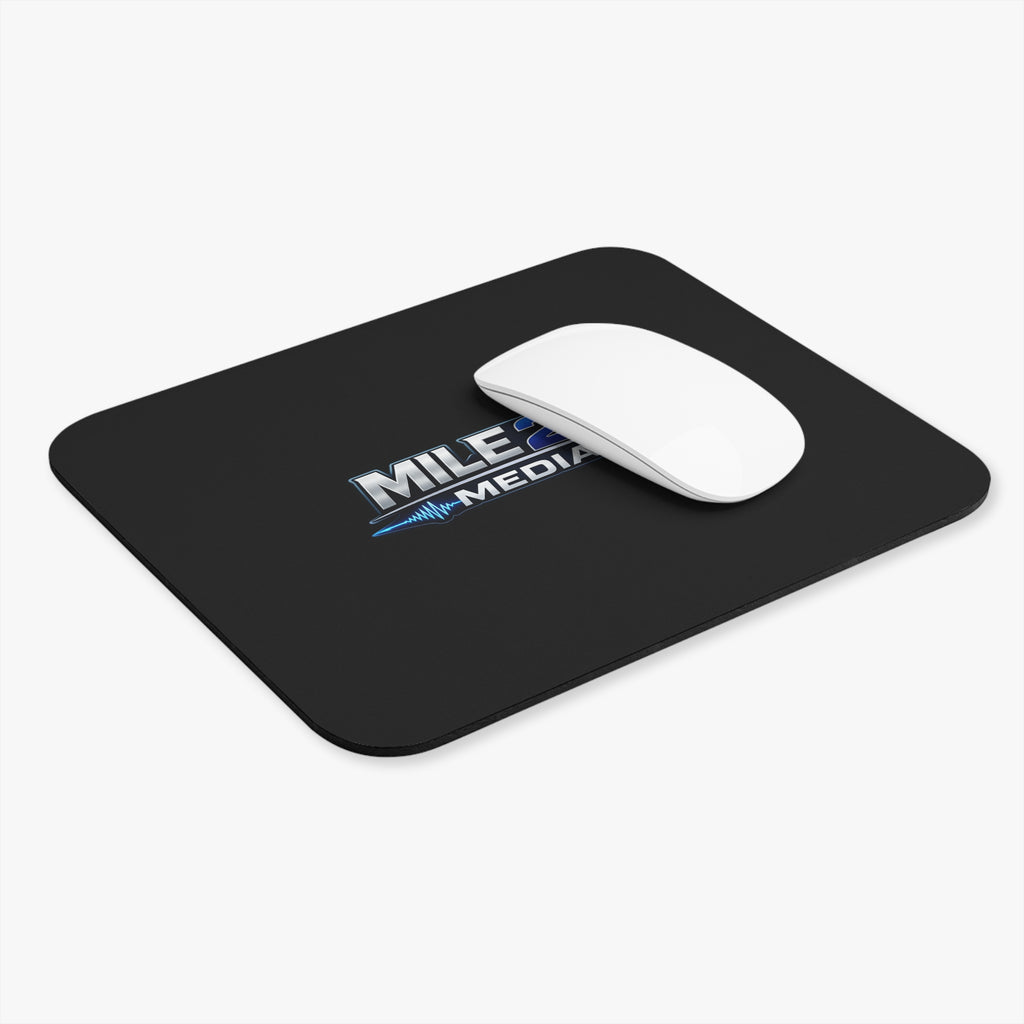 Mile21 Media Logo Mouse Pad — Black Rectangular Gaming/Office Desk Mat