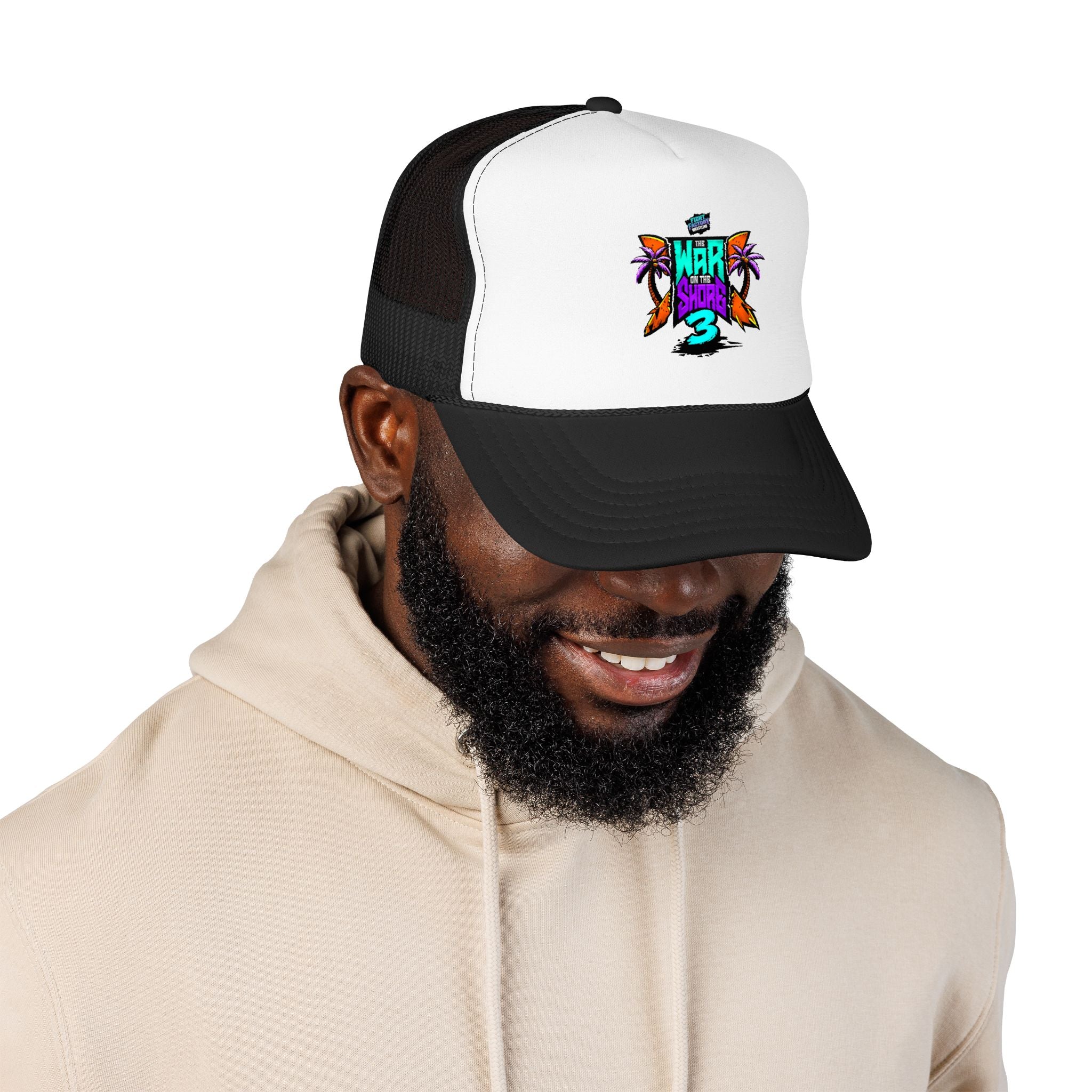 War On The Shore 3 Trucker Hat — Retro Tropical Foam Trucker Cap