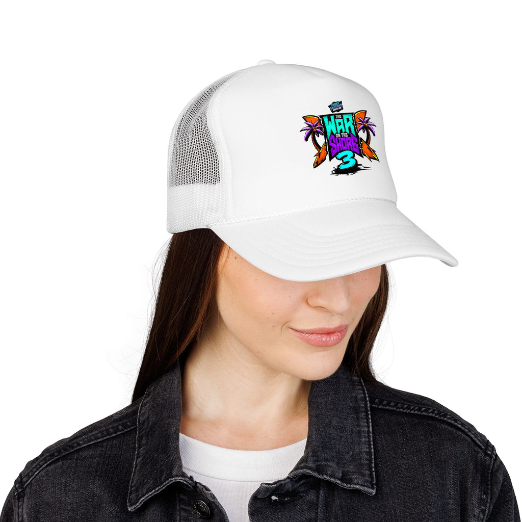 War On The Shore 3 Trucker Hat — Retro Tropical Foam Trucker Cap