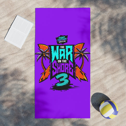 Beach Towel — War on the Shore 3 Neon Palm Graphic