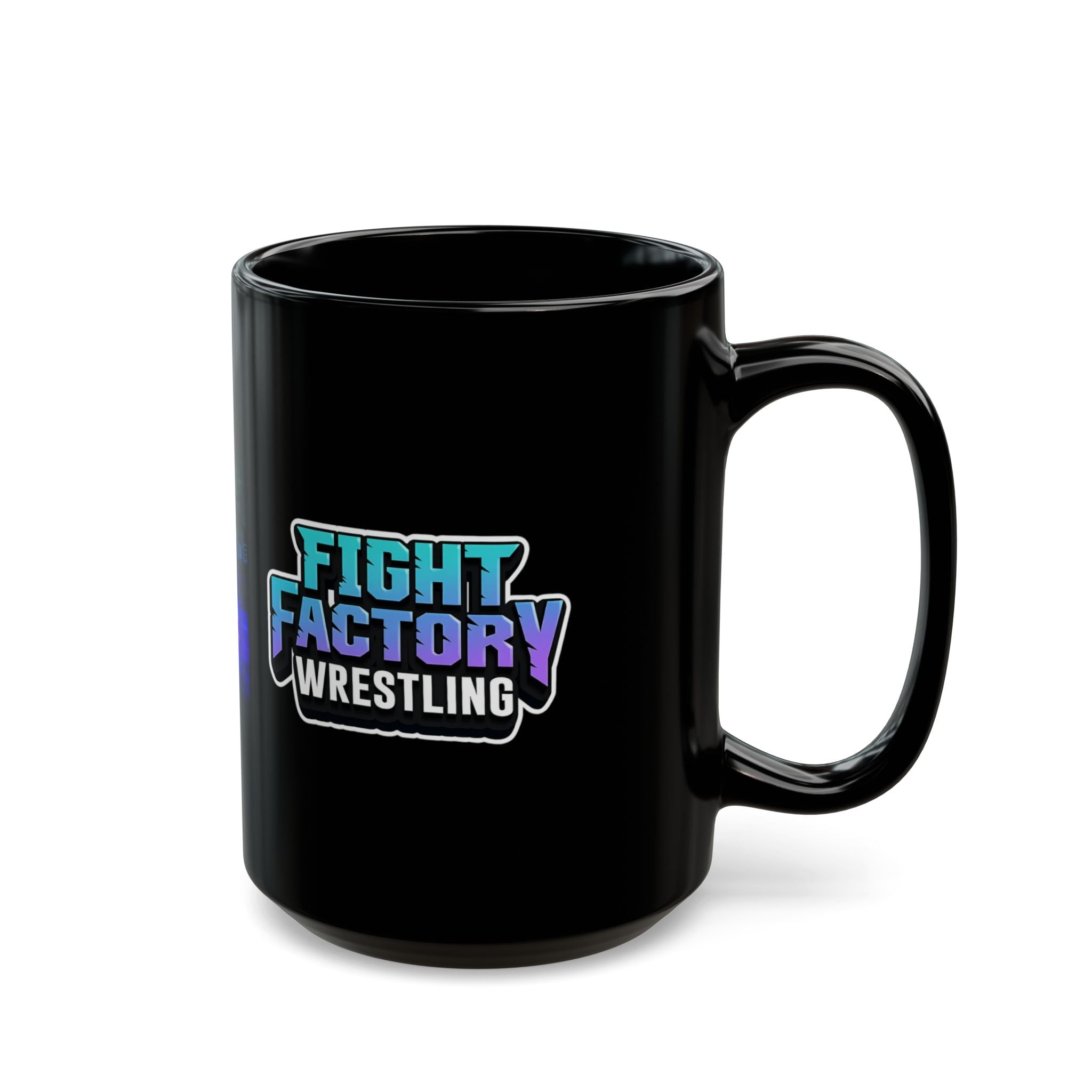 Fight Factory Wrestling & War On Shore 3 Logo Mug — Black Coffee Cup (11oz & 15oz)