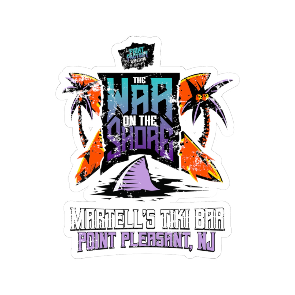 Sticker — 'The War on the Shore' Martell's Tiki Bar, Point Pleasant NJ (Beach Bar Logo)